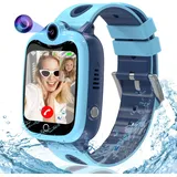 Smartwatch Kinder, 4G Kinder Smartwatch mit GPS und Telefon Wasserdicht GPS Uhr Kinder Videoanruf Anruffunktion SOS Voice Chat IP68 Spiel Wecker Schulmodus, Kinderuhr für Jungen Mädchen Student