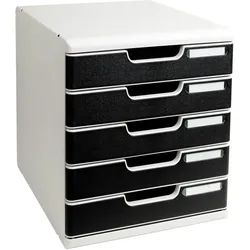 Exacompta 301014D 1x Modulo Ablagebox mit 5 Schubladen, ideal für Dokumente DIN A4, grau/schwarz