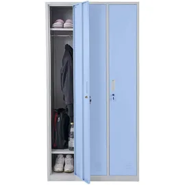 Mendler Schließfach Boston T829, Spind Wertfachschrank Schließfachschrank, Metall 3 Fächer ~ blau