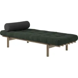 Daybed KARUP DESIGN "Next", grün (seetang, carob braun lackiert kieferholz), B:200cm H:37cm L:200cm, Daybetten, aus massiven Kiefernholz, inkl. Futonmatratze