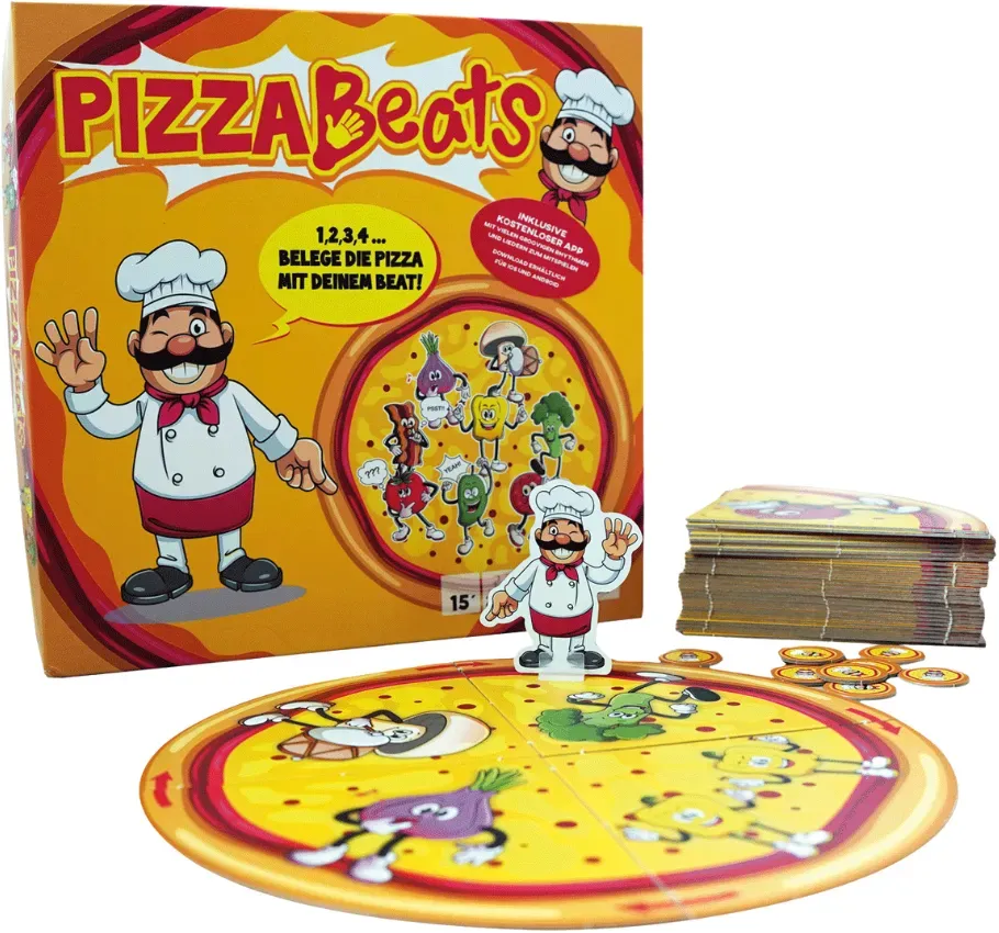 Rhythmusspiel Pizza Beats Lernspiel aus Holz ab 4 Jahren - Beleduc - Fördert Rhythmusgefühl, Gruppenspiel