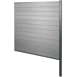 WPC-Sichtschutz Savoie, Windschutz Zaun, Alu-Pfosten zum Einbetonieren ~ Erweiterungselement, 185cm grau