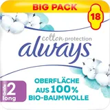 Always Cotton Protection Ultra Lang Damenbinden Flügel 18 Stück Bio Baumwolle