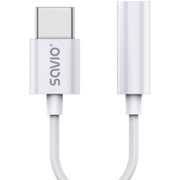 Savio Adapter USB-C auf Klinke), 3,5 mm AK-51 Audio-Kabel 0,11 m 3.5mm USB Typ-C Weiß