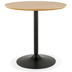 Kadima Design Tisch, Ø80 cm, Minimalistisch, Holz & Metall, Rund, Robust, Beige-Schwarz