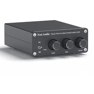 Fosi Audio TB10A 2 Kanal Stereo Audio Verstärker Empfänger Mini Hi-Fi Class D Vollverstärker 2.0CH für Heimlautsprecher 100W x2 mit Bass- und Höhenregler TPA3116