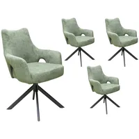 LC Home 4er Set Esszimmerstuhl Drehstuhl »Livrono« Webstoff Grün