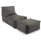 mokebo Sitzsack mit Hocker für Kinder und Erwachsene Der Sundowner Bean Bag mit Füllung oder Liege für Indoor & Outdoor in Grau