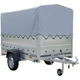 UNITRAILER PKW-Anhänger auf Federn 230x125 Garden 230/R Kipp mit BIS-Seiten, H-800-Rahmen und Grauer Plane