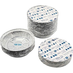 Set von 100 Aluminiumschalen mit Deckel für Lebensmittel, Einweg, 670 ml - Perfekte Verpackung für Grillfeste, Transport von Lebensmitteln