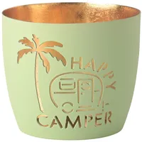 G-C Windlicht Madras Happy camper pastellgrün/gold
