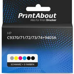 Druckerpatrone kompatibel mit HP C9370/71/72/73/74+9403A - Schwarz + 5 Farben - Multipack