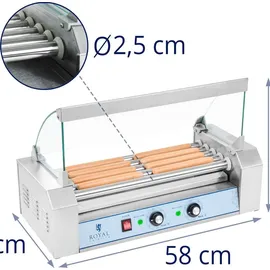 Royal Catering Rollengrill mit Deckel Rollengrill Wurstwärmer, 5 Brötchen
