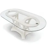 JVmoebel Esstisch Esstisch Tisch Holz Essecke Esszimmertisch Esszimmer Tische Glas Oval (Esstisch), Made in Europa weiß
