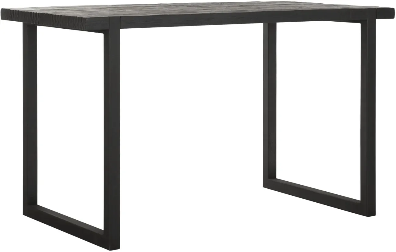 Bartisch Timeless aus recyceltem Teakholz, modernes Design, U-Gestell Metall, Schwarz, 150x80 cm