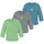 normani Outdoor Sports 3er Pack Baby Merino Longsleeve Taupo in Blau/Grau/Grün | Gr.: 98/104
