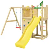 Jungle Gym Spielturm JUNGLE GYM "Deck", gelb, Spieltürme, KinderB:296cm H:232cm T:342cm, Holz, Spielanlage mit Schaukel und Rutsche mit Wasseranschluss, B:296cm H:232cm T:342cm