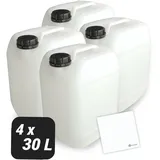 Trevendo 4er-Set Wasserkanister - Leerkanister - Kunststoffkanister (30 Liter) - lebensmittelecht & BPA-frei - inkl Beschriftungsetiketten