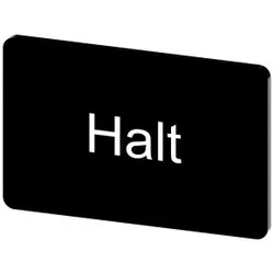 Siemens 3SU19000AD160AK0 Bezeichnungsschild 17, 5x27mm, Schild schwarz, Beschriftung: Halt - 10 Stück