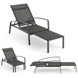 Liadomo Deckchair Atessa - Gartenliege - Rückenlehne mehrfach verstellbar - Fußteil ausziehbar - Liegestuhl - fertig montiert - Alu-Gestell - Textilen - für Garten, Balkon & Terrasse