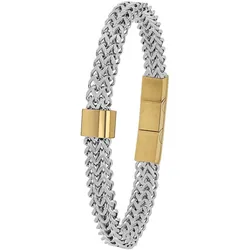 Armband AMOR, edelstahlfarben, gelbgoldfarben, Armbänder, Herren, 22cm, Edelstahl, Armband