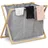 Relaxdays Wäschesortierer, klappbarer Wäschesammler mit 3 Fächern, 3x 28 L, Wäschetrenner, 57,5 x 69 x 38 cm, grau/Natur