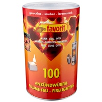 Favorit Anzündwürfel weiß, 100 Stück – Anzünder für Kamin, Grill und Ofen, in Vorratsdose – 1215