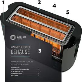 Balter Home Balter Toaster 4 Scheiben, Langschlitz,