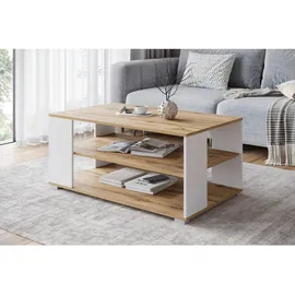 P & B Couchtisch Narobi-I ca. 100x45x60 cm, Eiche/Weiß