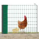 AKO PoultryNet Premium 50m Hühnerzaun, Geflügelnetz, 106cm, 15 verstärkte Pfähle, 2 Spitzen, grün,
