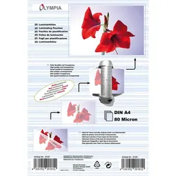 Olympia Laminierfolien DIN A4 - 25 Laminierfolien mit 80 micron
