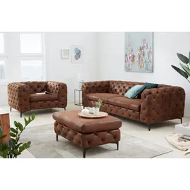 Riess-Ambiente Chesterfield Sofa Mikrofaser 3-Sitzer Braun
