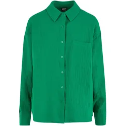 Klassische Bluse URBAN CLASSICS "Urban Classics Ladies Oversized Musselin Blouse", Damen, Gr. 4XL, froggrün, 100% Baumwolle, Blusen