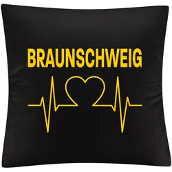 multifanshop Kissenbezug - Braunschweig - Herzschlag - Druck gelb - Kissen