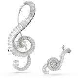 Swarovski Ariana Grande x Swarovski Ohrclips, Asymmetrisches Design, Kristallperle, Baguette-Schliff, Weiß, Rhodiniert