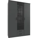 WIMEX Drehtürenschrank »Soest«, mit Farbglas-Tür, wahlweise 135 oder 180cm breit, schwarz B/H/T: ca. 135x199x58 cm - Graphit, schwarz