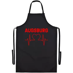 multifanshop Grillschürze - Augsburg - Herzschlag - Druck rot - Schürze