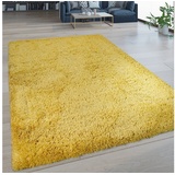 Paco Home Hochflor-Teppich Hochflor Teppich Waschbar Einfarbig, Paco Home, Läufer, Höhe: 44 mm gelb Läufer - 80 cm x 150 cm x 44 mm
