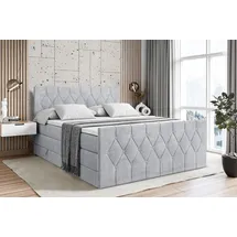 altdecor Boxspringbett mit Matratze und Lattenrost - VELANTO KING - 160x200 cm - Grau Monolith - Topper, Fußteil, Polsterbett mit Bettkasten, Bett... - Hellgrau