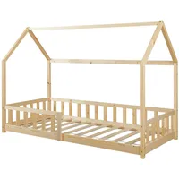 en.casa kids Hausbett Hesel 90 x 200 cm Kiefer naturbelassen beige