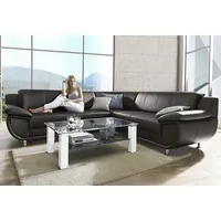 Ecksofa TRENDMANUFAKTUR "Rondo wahlweise mit Schlaffunktion, bequeme Armlehnen", braun, B:267cm H:85cm T:247cm, Microfaser PRIMABELLE (100% Polyester);Kunstleder SOFTLUX;Struktur (54% Polyacryl, 46% Polyester);NaturLEDER (echtes Rindsleder) in Sitz und Rücken, Korpus Kunstleder SOFTLUX, Sofas, Ecksofa, L-Form, wahlw.mit Federkern, Füße chromfarben, Unser Dauertiefpreis