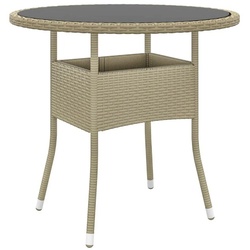 vidaXL Gartentisch Gartentisch Ø80×75 cm Hartglas und Poly Rattan Beige (1-St) beige