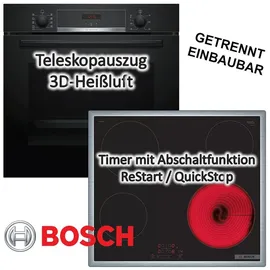 Bosch Herdset 60 cm mit Backofen Teleskopauszug + Elektrokochfeld