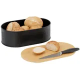 Relaxdays Brotkasten mit Schneidebrett Hellbraun,Schwarz