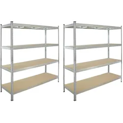 Baumarktplus 2x Schwerlastregal 180x160x60 cm Traglast 1000 kg Steckregal Lagerregal Kellerregal Werkstattregal
