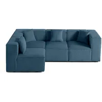 Lisa Design Arty - modulares Ecksofa links 5-Sitzer - Cord , Blau - Blau