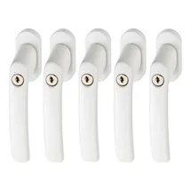 ABUS Abschließbarer Fenstergriff FG200 AB208-5er Set - Fensterknauf mit Druckzylinder, gleichschließend - ABUS-Sicherheitslevel 3-84581 - Weiß