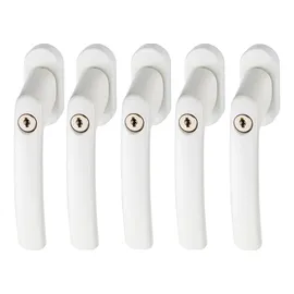 ABUS Abschließbarer Fenstergriff FG200 AB208-5er Set - Fensterknauf mit Druckzylinder, gleichschließend - ABUS-Sicherheitslevel 3-84581 - Weiß