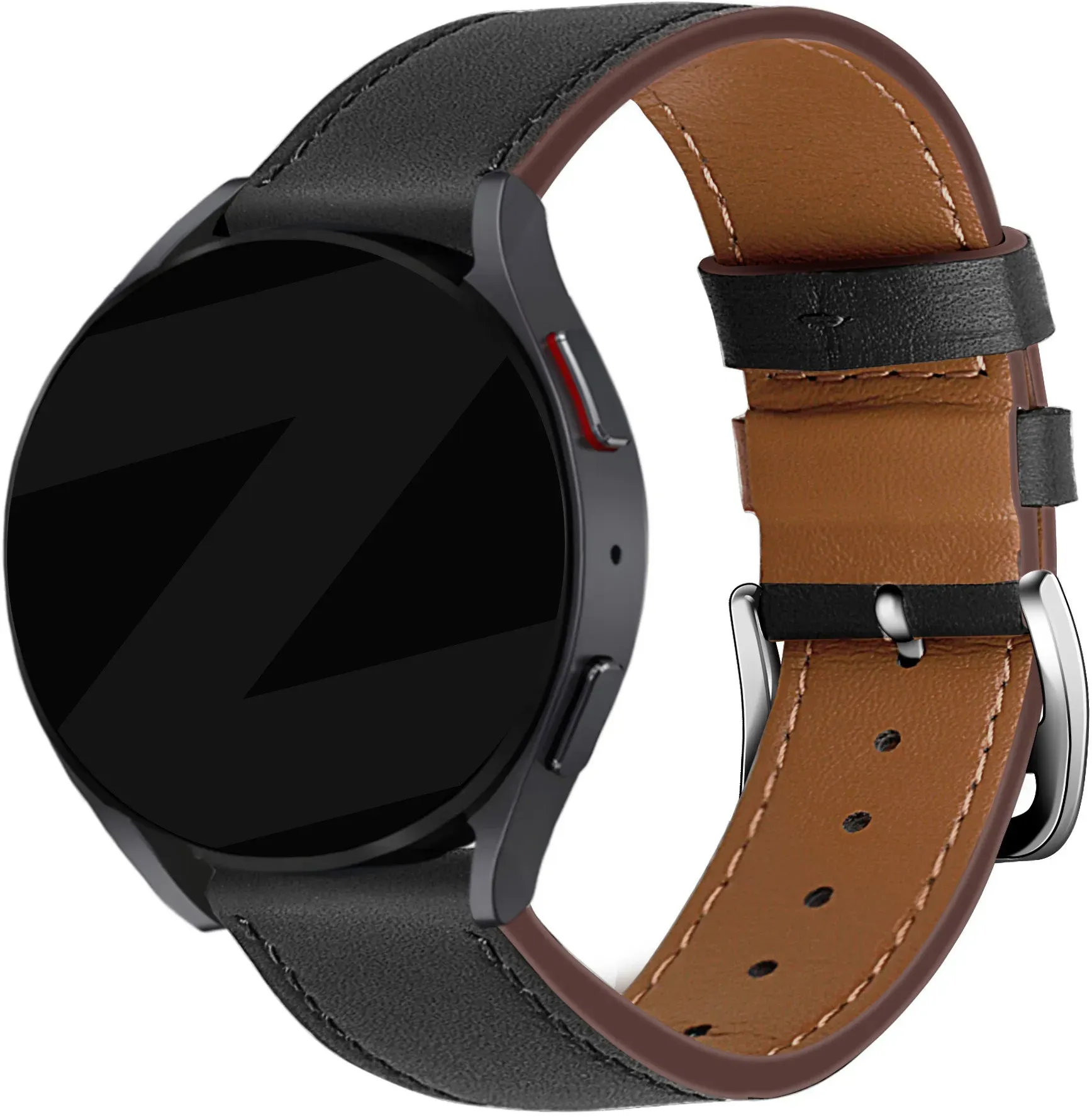 Bandz Motorola Moto Watch - 47mm Armband Leder 'Deluxe' für Motorola Moto Watch  - 47mm - Schwarz - Schnallenverschluss