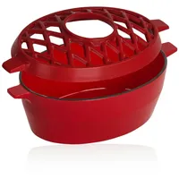 BBQ-Toro - Gusseisen Luftbefeuchter emailliert Rot, 2,7 Liter, Gusseisen-Luftbefeuchter,